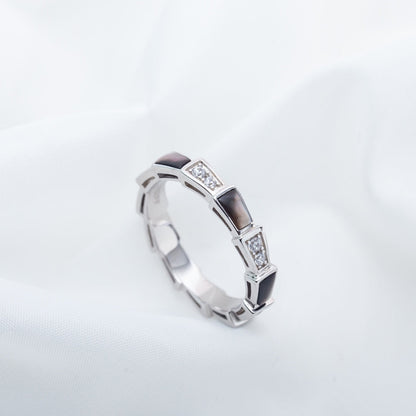[OrnoraJewelry]SERPENTI RING SILVER  DIAMOND BLACK MOP 3MM