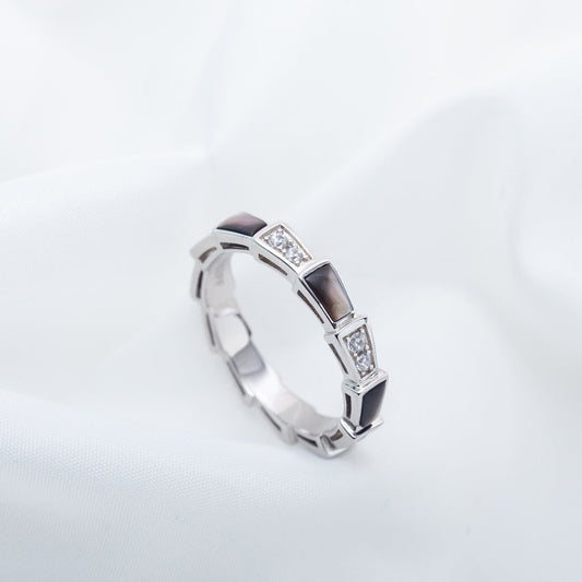 [OrnoraJewelry]SERPENTI RING SILVER  DIAMOND BLACK MOP 3MM