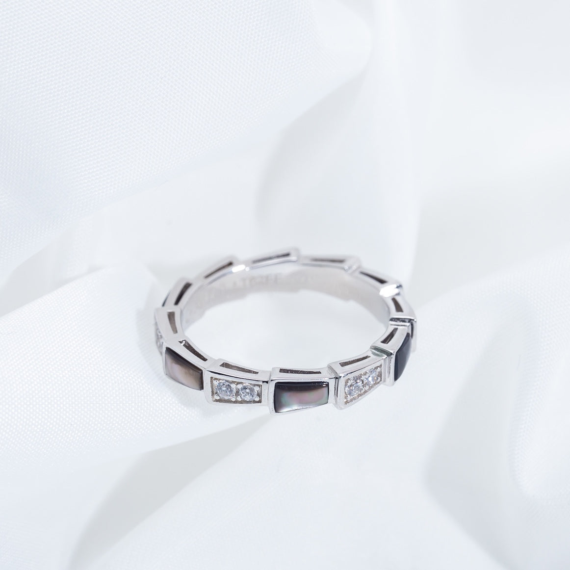 [OrnoraJewelry]SERPENTI RING SILVER  DIAMOND BLACK MOP 3MM
