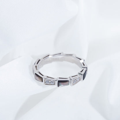 [OrnoraJewelry]SERPENTI RING SILVER  DIAMOND BLACK MOP 3MM