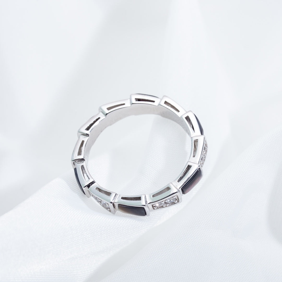[OrnoraJewelry]SERPENTI RING SILVER  DIAMOND BLACK MOP 3MM