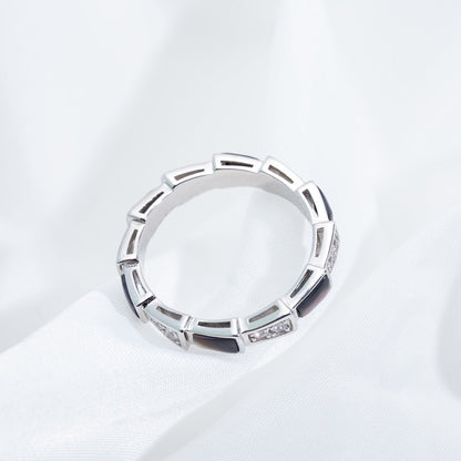 [OrnoraJewelry]SERPENTI RING SILVER  DIAMOND BLACK MOP 3MM