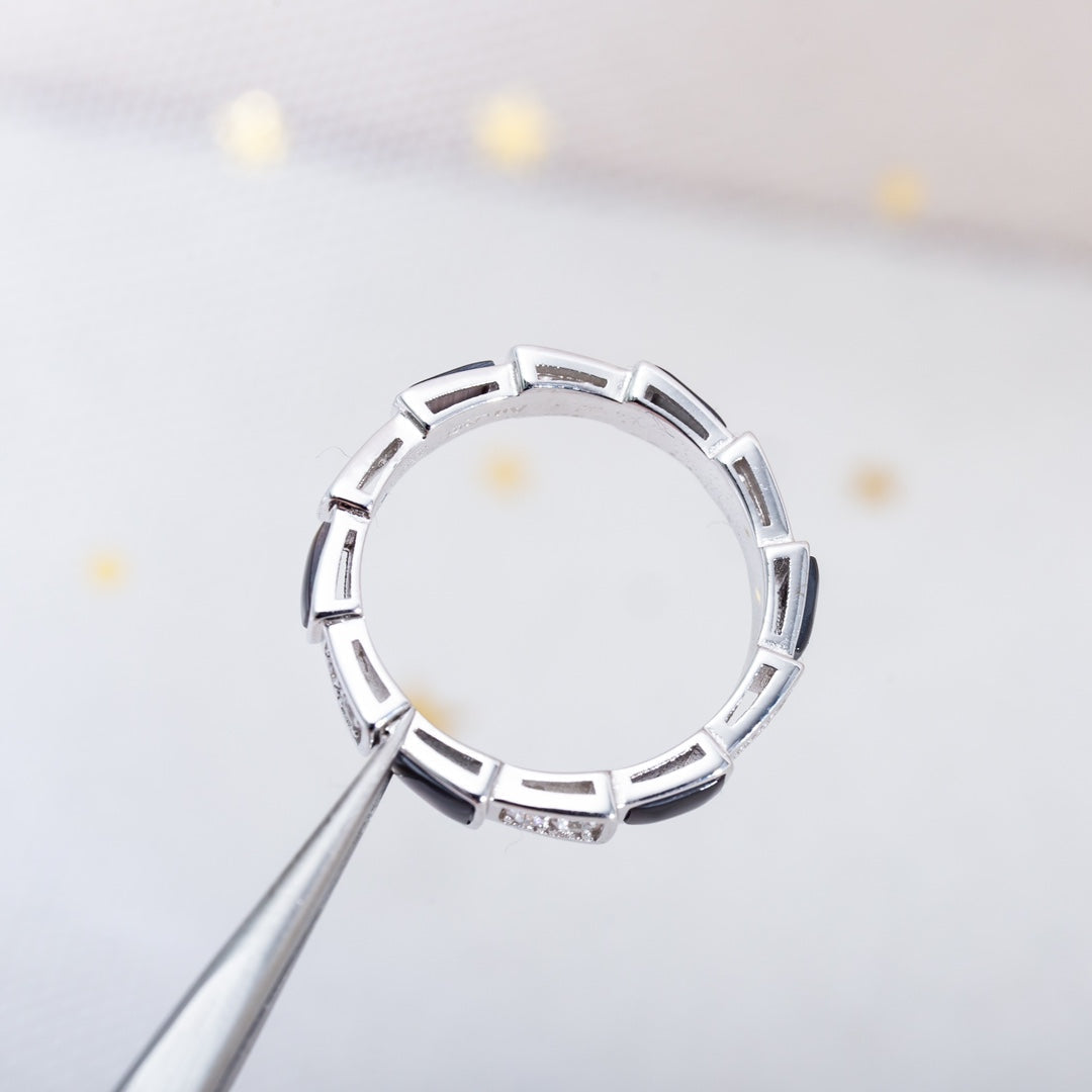[OrnoraJewelry]SERPENTI RING SILVER  DIAMOND BLACK MOP 3MM