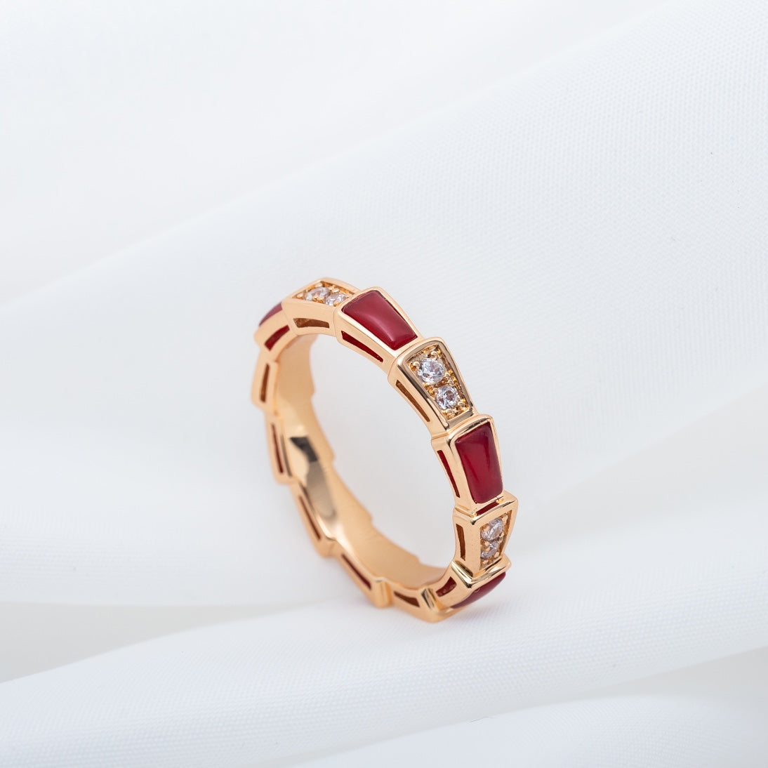 [OrnoraJewelry]SERPENTI RING PINK GOLD CARNELIAN DIAMOND 3MM