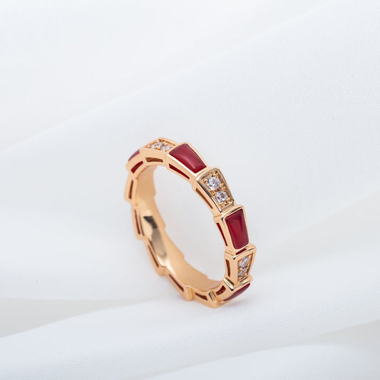 [OrnoraJewelry]SERPENTI RING PINK GOLD CARNELIAN DIAMOND 3MM