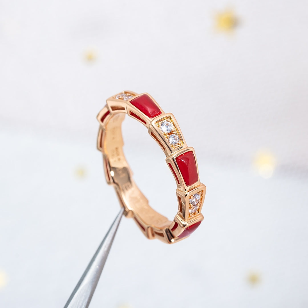 [OrnoraJewelry]SERPENTI RING PINK GOLD CARNELIAN DIAMOND 3MM