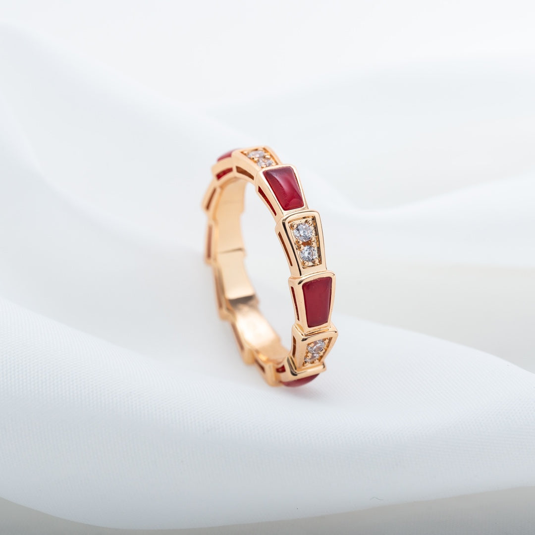 [OrnoraJewelry]SERPENTI RING PINK GOLD CARNELIAN DIAMOND 3MM