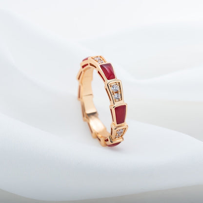 [OrnoraJewelry]SERPENTI RING PINK GOLD CARNELIAN DIAMOND 3MM