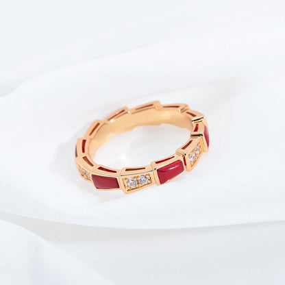 [OrnoraJewelry]SERPENTI RING PINK GOLD CARNELIAN DIAMOND 3MM