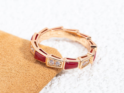 [OrnoraJewelry]SERPENTI RING PINK GOLD CARNELIAN DIAMOND 3MM