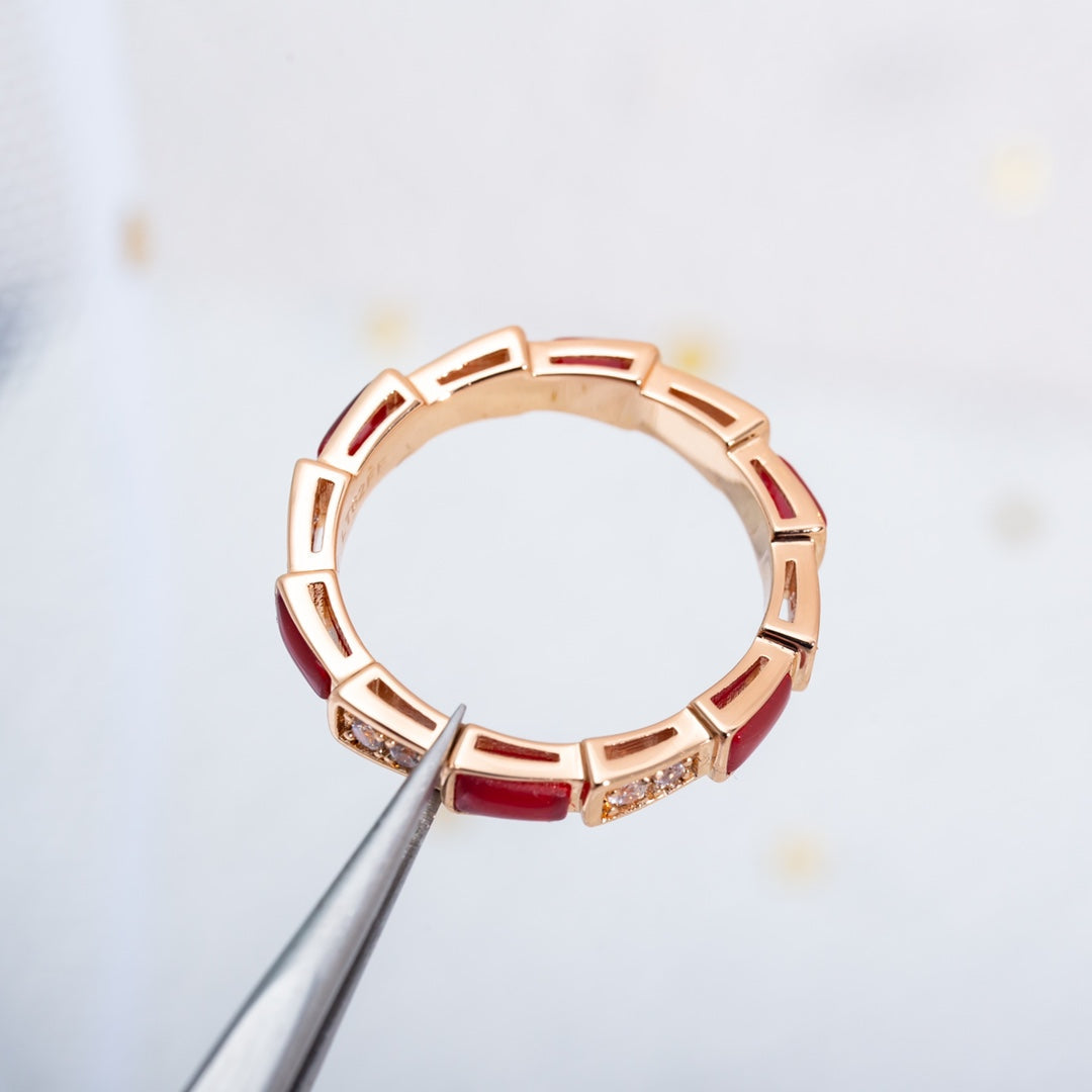 [OrnoraJewelry]SERPENTI RING PINK GOLD CARNELIAN DIAMOND 3MM