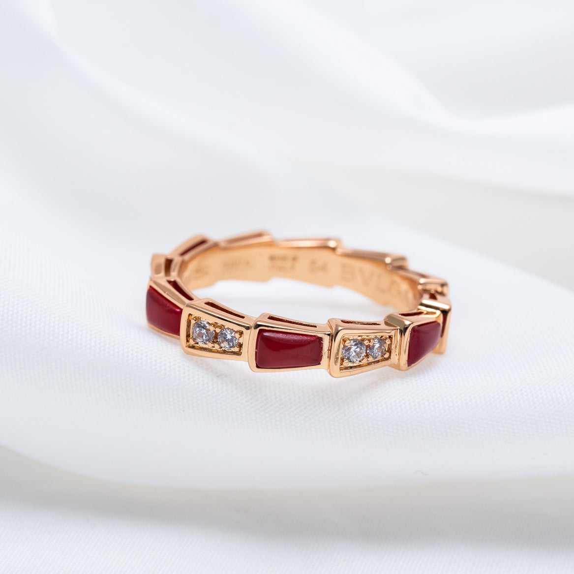 [OrnoraJewelry]SERPENTI RING PINK GOLD CARNELIAN DIAMOND 3MM