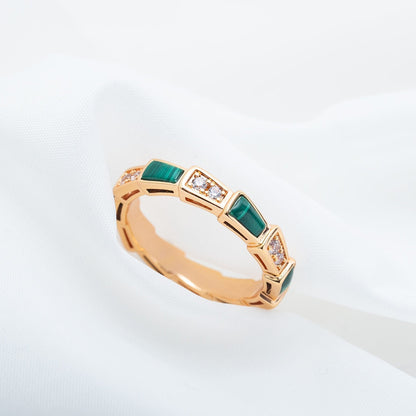 [OrnoraJewelry]SERPENTI RING PINK GOLD MALACHITE DIAMOND 3MM