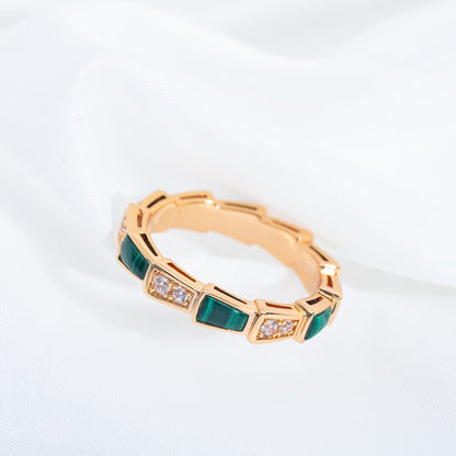 [OrnoraJewelry]SERPENTI RING PINK GOLD MALACHITE DIAMOND 3MM