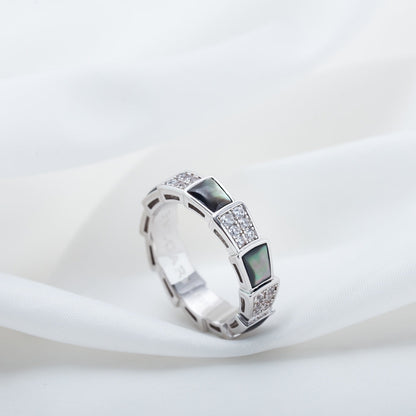 [OrnoraJewelry]SERPENTI RING SILVER DIAMOND BLACK MOP 4MM