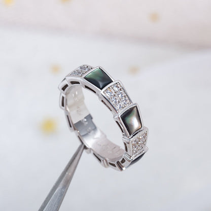 [OrnoraJewelry]SERPENTI RING SILVER DIAMOND BLACK MOP 4MM