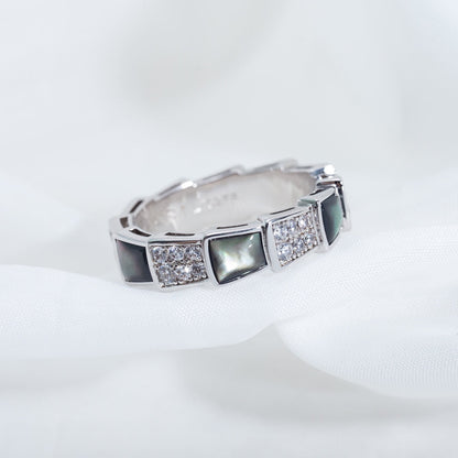 [OrnoraJewelry]SERPENTI RING SILVER DIAMOND BLACK MOP 4MM