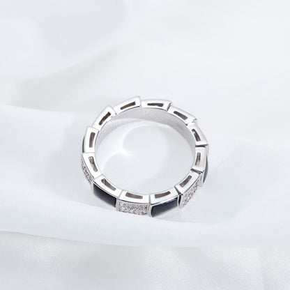 [OrnoraJewelry]SERPENTI RING SILVER DIAMOND BLACK MOP 4MM