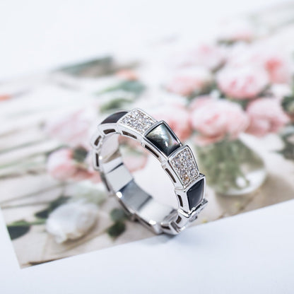 [OrnoraJewelry]SERPENTI RING SILVER DIAMOND BLACK MOP 4MM