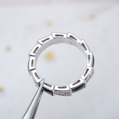 [OrnoraJewelry]SERPENTI RING SILVER DIAMOND BLACK MOP 4MM