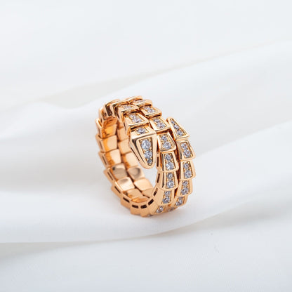 [OrnoraJewelry]SERPENTI RING PINK GOLD DIAMOND DOUBLE ROW