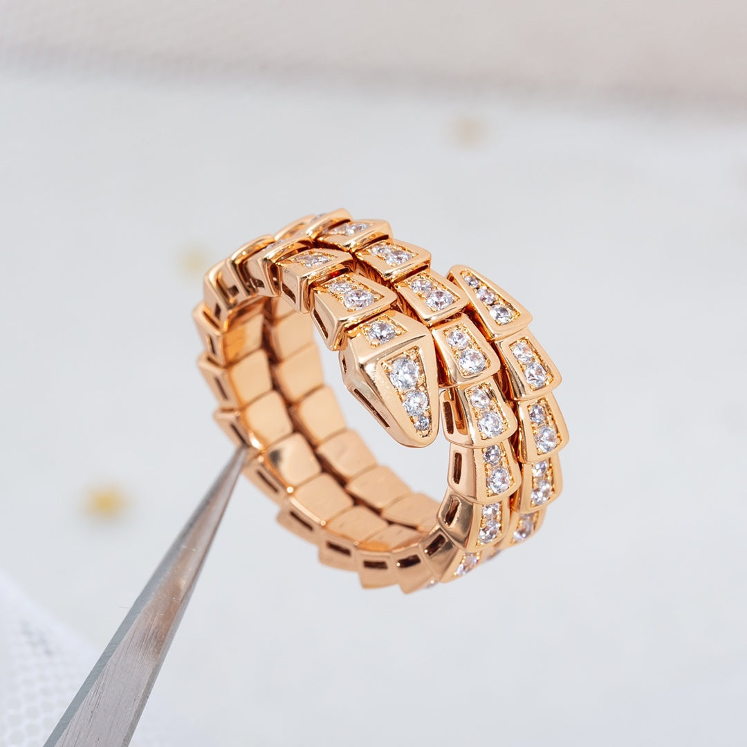 [OrnoraJewelry]SERPENTI RING PINK GOLD DIAMOND DOUBLE ROW