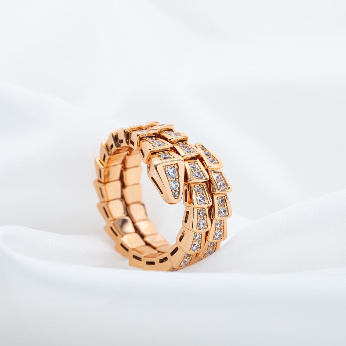 [OrnoraJewelry]SERPENTI RING PINK GOLD DIAMOND DOUBLE ROW