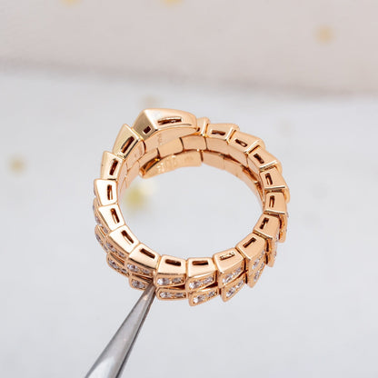 [OrnoraJewelry]SERPENTI RING PINK GOLD DIAMOND DOUBLE ROW