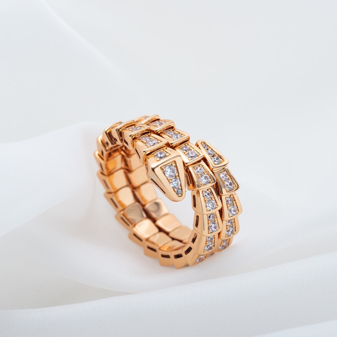 [OrnoraJewelry]SERPENTI RING PINK GOLD DIAMOND DOUBLE ROW
