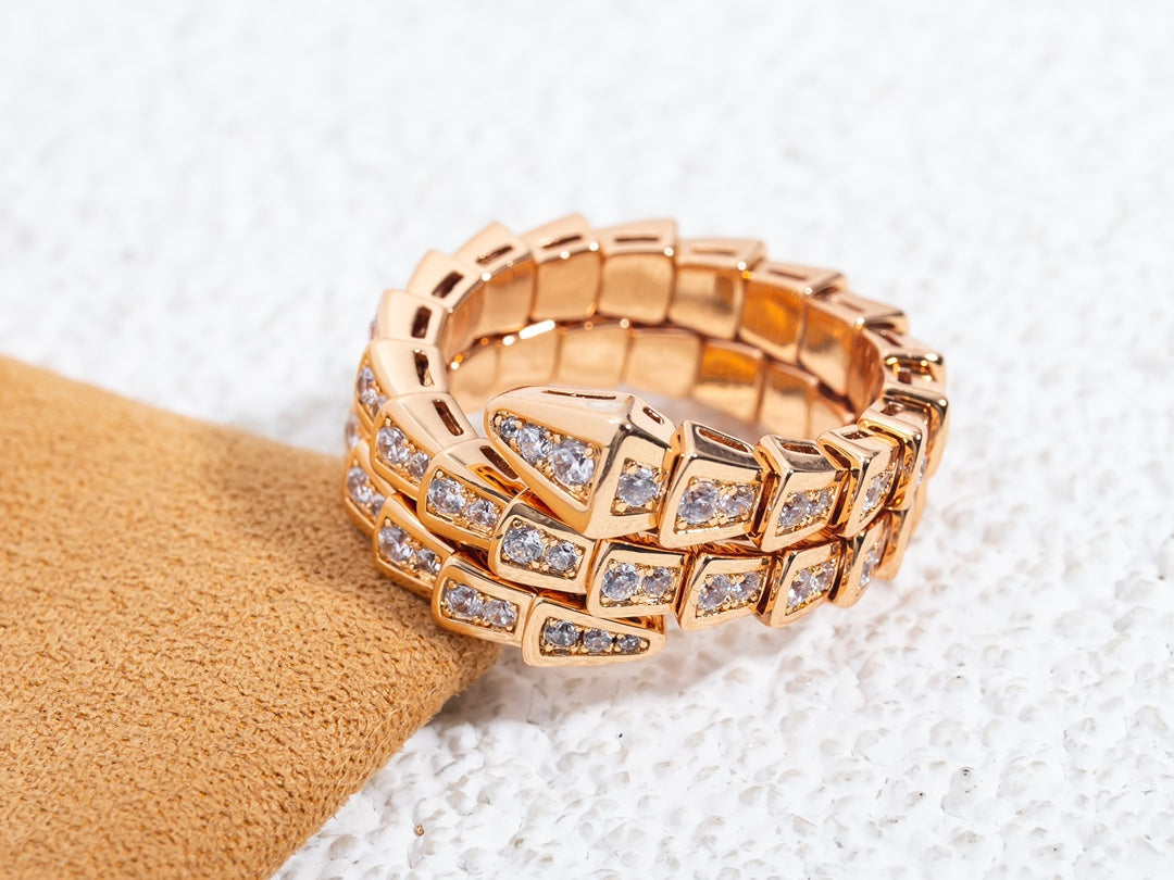 [OrnoraJewelry]SERPENTI RING PINK GOLD DIAMOND DOUBLE ROW