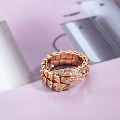 [OrnoraJewelry]SERPENTI RING PINK GOLD DIAMOND DOUBLE ROW