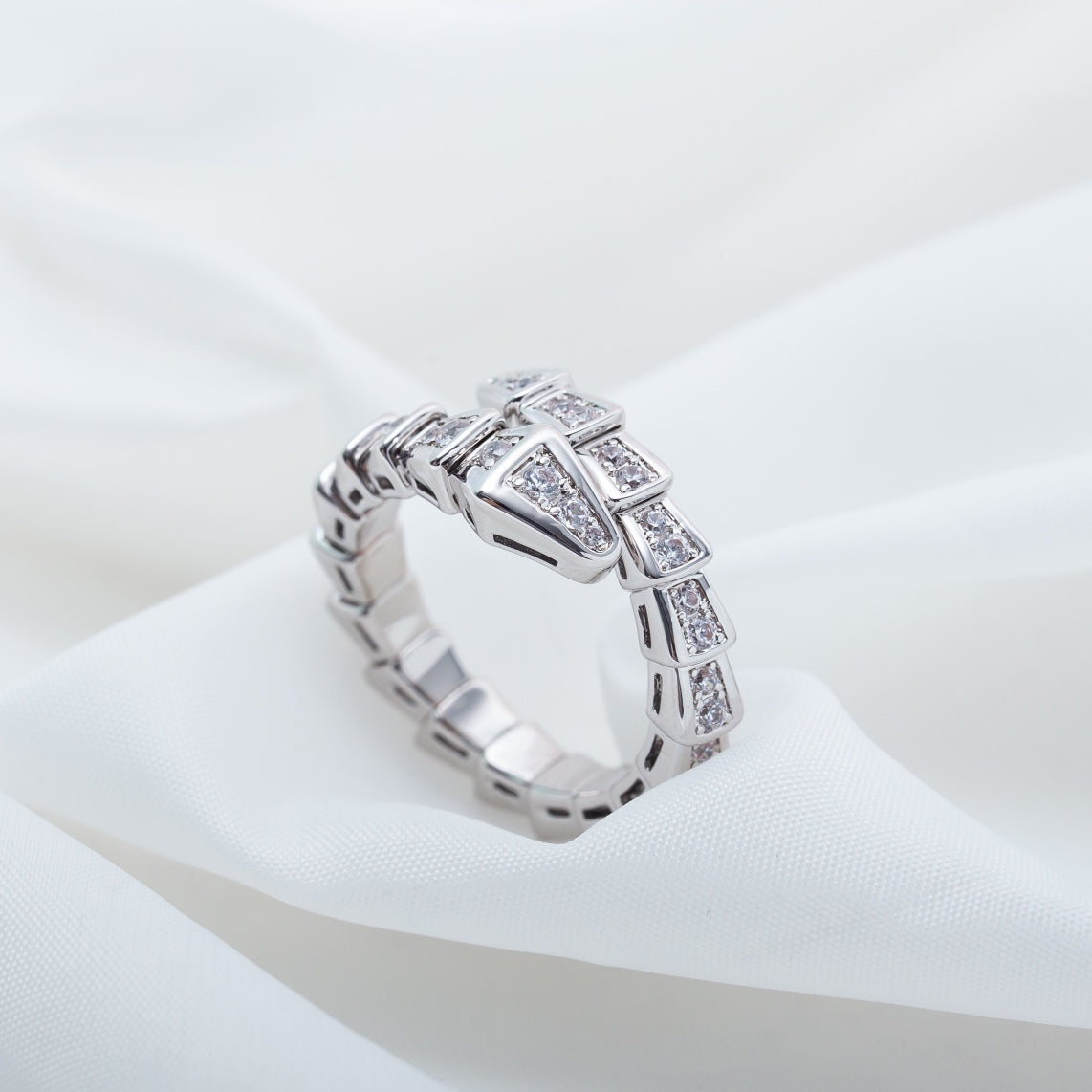 [OrnoraJewelry]SERPENTI RING SILVER DIAMOND PAVED 4MM