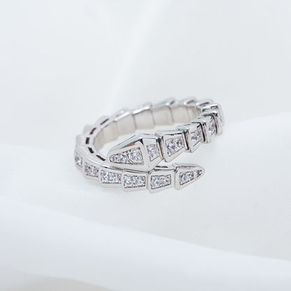 [OrnoraJewelry]SERPENTI RING SILVER DIAMOND PAVED 4MM
