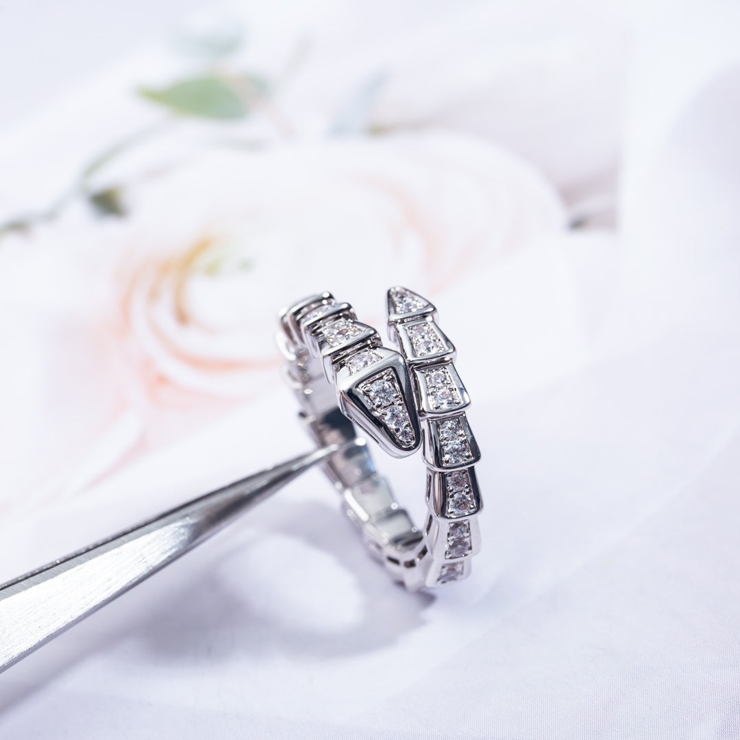 [OrnoraJewelry]SERPENTI RING SILVER DIAMOND PAVED 4MM