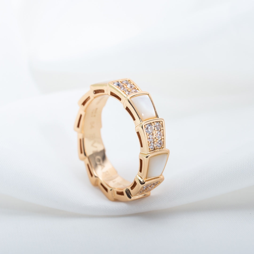 [OrnoraJewelry]SERPENTI RING PINK GOLD MOP DIAMOND PAVED 4MM