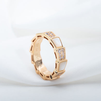 [OrnoraJewelry]SERPENTI RING PINK GOLD MOP DIAMOND PAVED 4MM