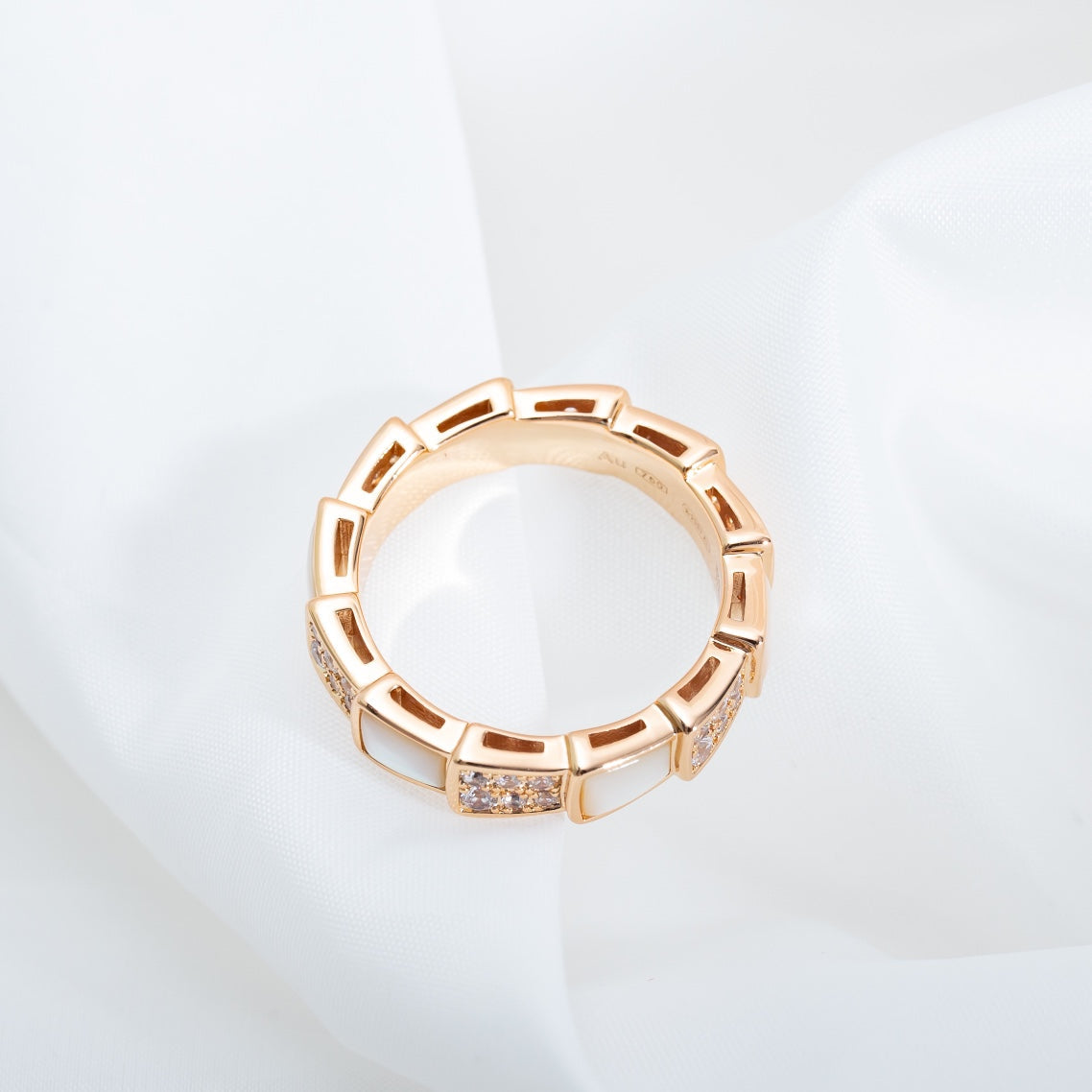 [OrnoraJewelry]SERPENTI RING PINK GOLD MOP DIAMOND PAVED 4MM