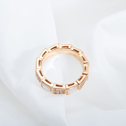 [OrnoraJewelry]SERPENTI RING PINK GOLD MOP DIAMOND PAVED 4MM