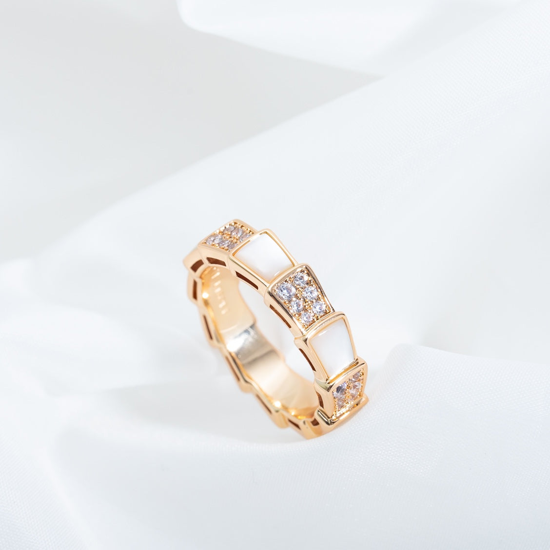 [OrnoraJewelry]SERPENTI RING PINK GOLD MOP DIAMOND PAVED 4MM