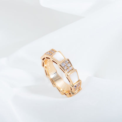 [OrnoraJewelry]SERPENTI RING PINK GOLD MOP DIAMOND PAVED 4MM