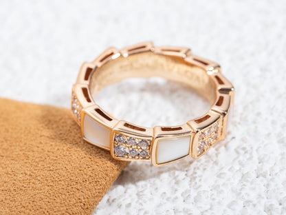 [OrnoraJewelry]SERPENTI RING PINK GOLD MOP DIAMOND PAVED 4MM