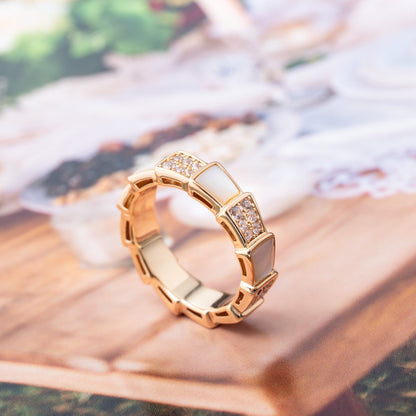 [OrnoraJewelry]SERPENTI RING PINK GOLD MOP DIAMOND PAVED 4MM