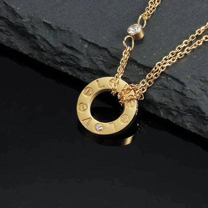 [OrnoraJewelry]LOVE NECKLACE 16MM 2 DIAMONDS