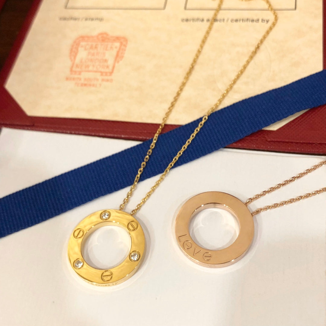 [OrnoraJewelry]LOVE NECKLACE 16MM 3 DIAMONDS
