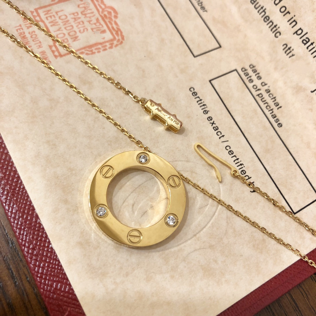 [OrnoraJewelry]LOVE NECKLACE 16MM 3 DIAMONDS
