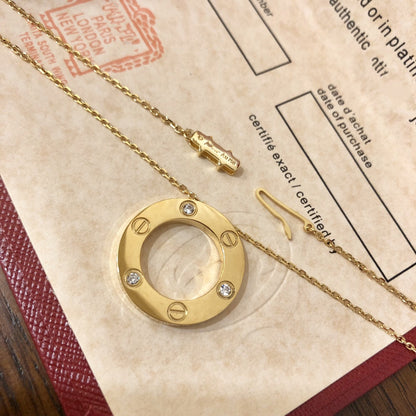 [OrnoraJewelry]LOVE NECKLACE 16MM 3 DIAMONDS