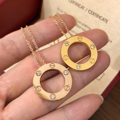 [OrnoraJewelry]LOVE NECKLACE 16MM 3 DIAMONDS