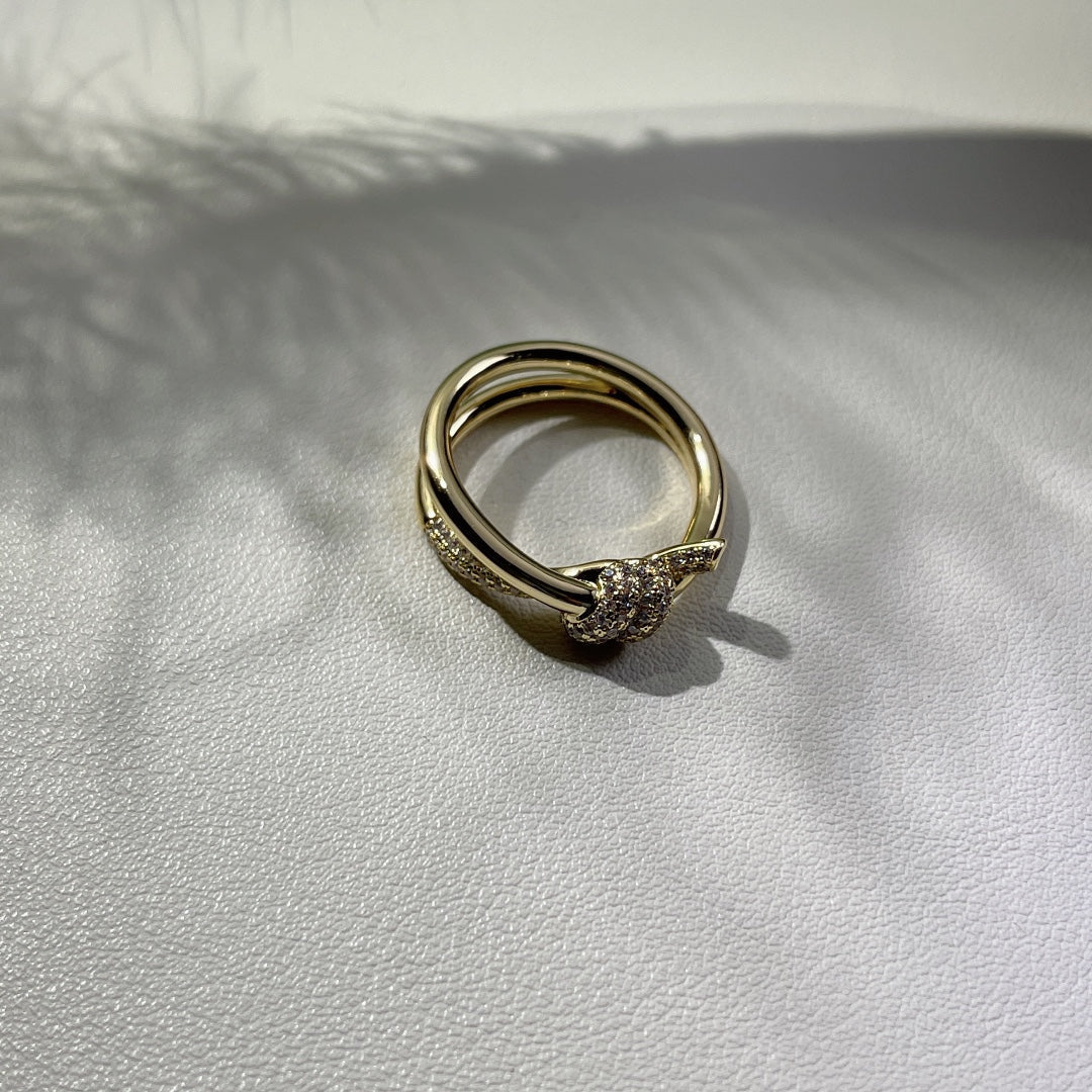 [Ornora Jewelry]KNOT RING DOUBLE ROW GOLD DIAMOND