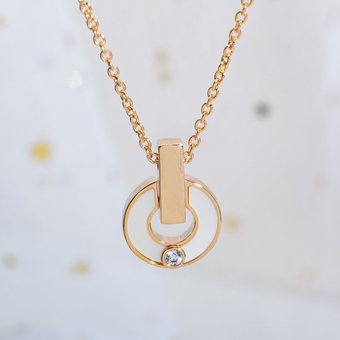 [OrnoraJewelry]GARI NECKLACE PINK GOLD MOP