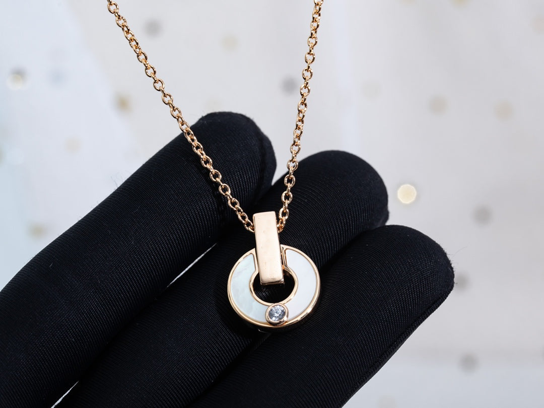 [OrnoraJewelry]GARI NECKLACE PINK GOLD MOP